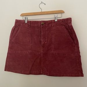 Burgundy Corduroy High Waisted Skirt